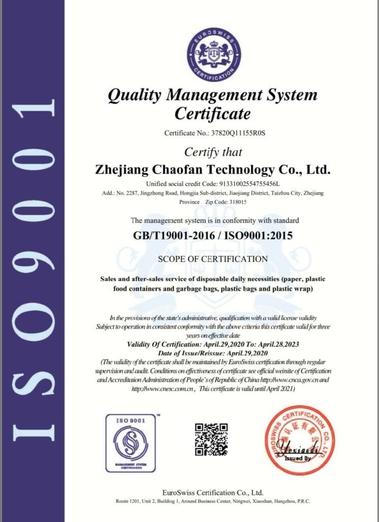 ISO9001 Quality managment system certificate