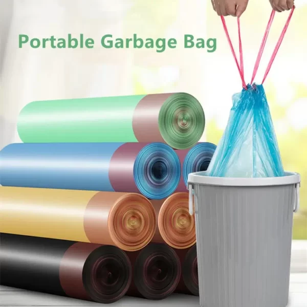 Disposable drawstring garbage bags