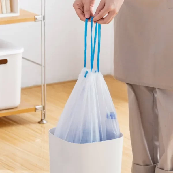 Disposable drawstring trash bags
